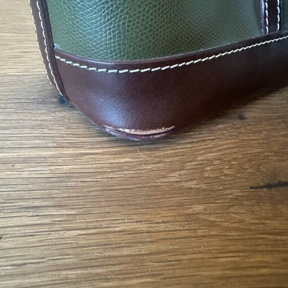 Dooney & Bourke Olive Green & Brown Leather Tote Bag - Picture 3 of 10